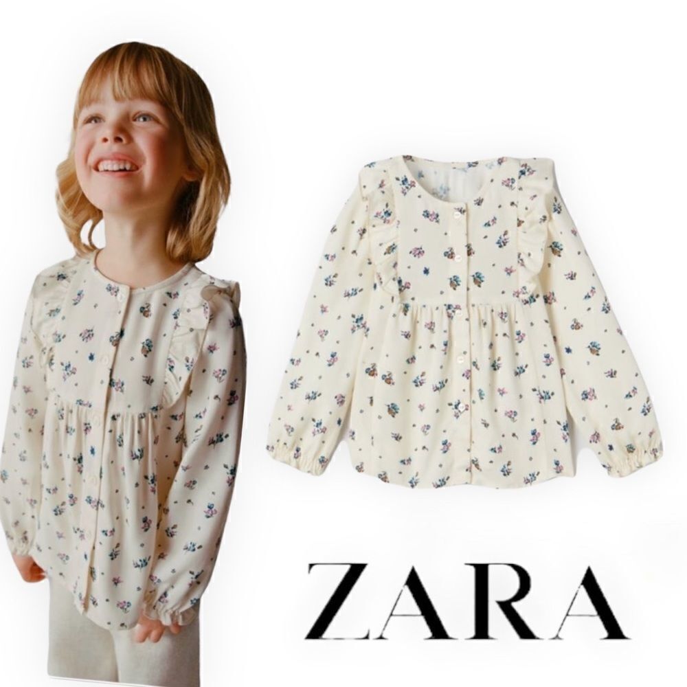 ZARA Kids | Ecru | FLORAL RUFFLED SHIRT